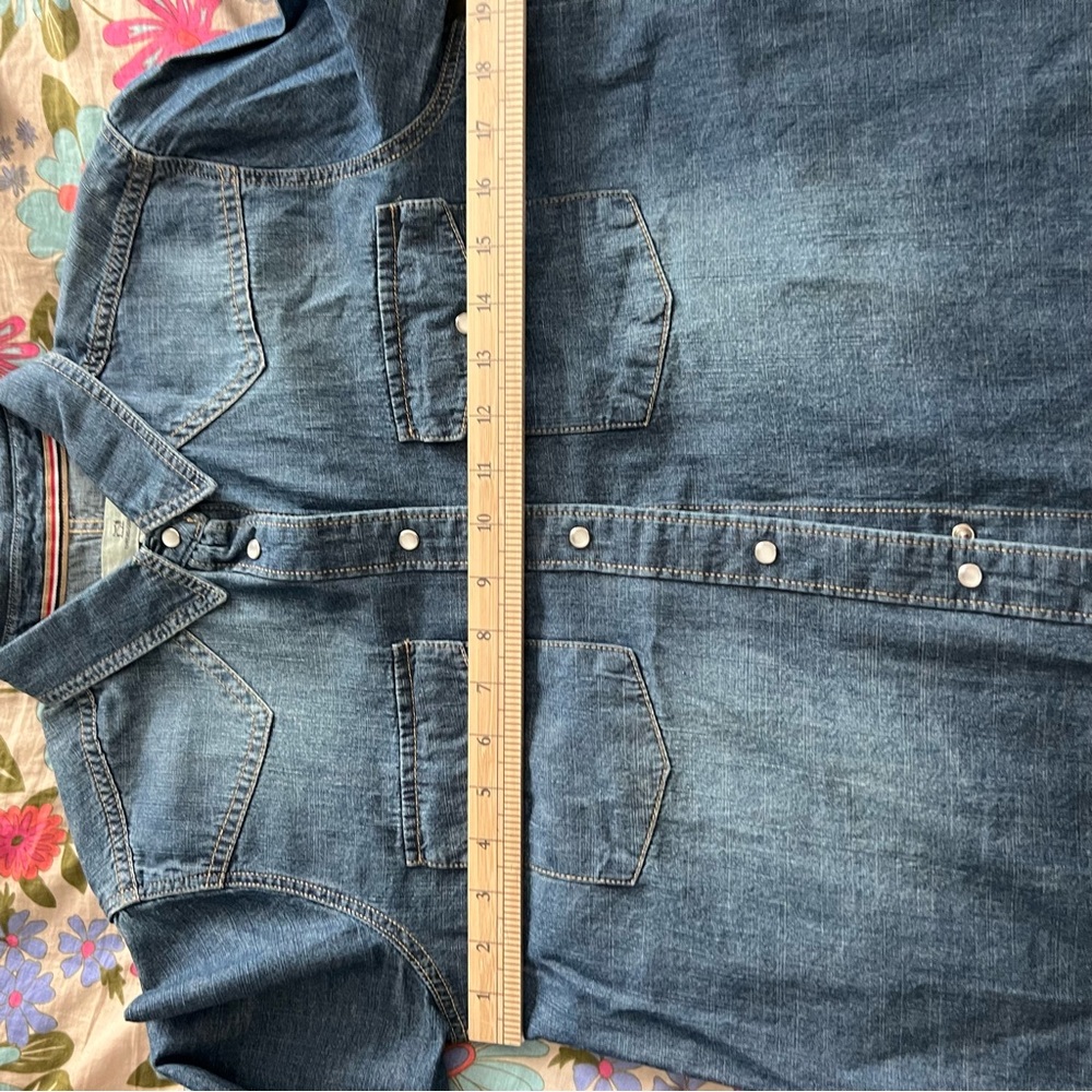 Thread & Supply  Denim western style snap front horseback riding cowboy rodeo - Picture 9 of 11